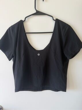 lululemon athletica Black Scoop-Back Cropped Athletic Tee